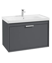Load image into Gallery viewer, Fjord Midnight Grey Matt 80cm Wall Hung Vanity Unit-Brushed Chrome Handle