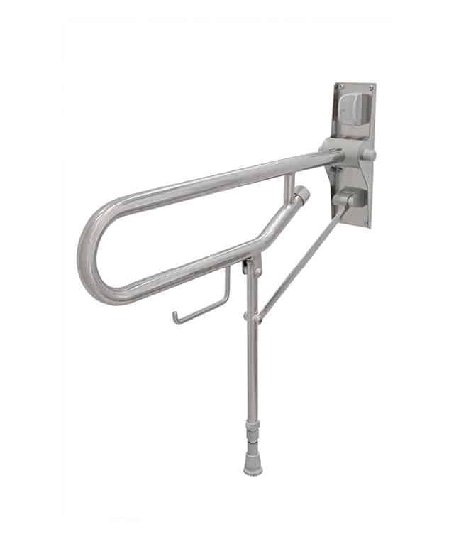 Hinged Fold Up Double Hairpin Rail with Leg - Stainless Steel