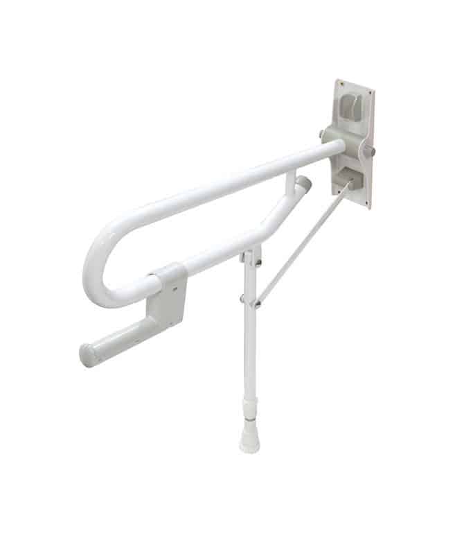 Hinged Fold Up Double Hairpin Rail with Leg- White