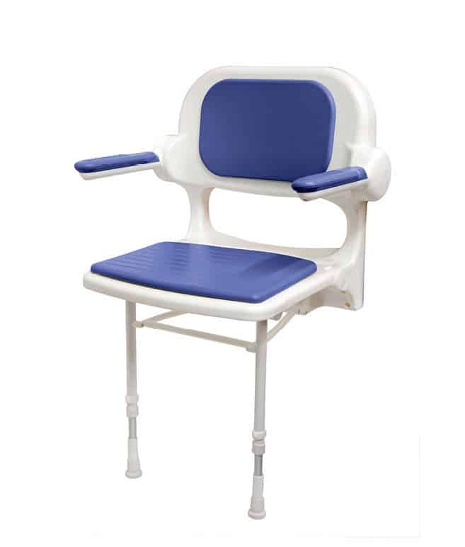 Fold Up Shower Seat Blue with Back & Arms