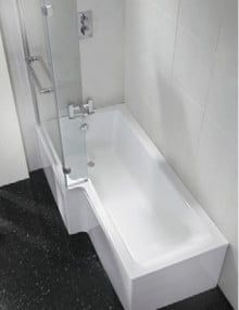 Milan Square Shower Bath, Bath Panel & Bath Screen Left Hand