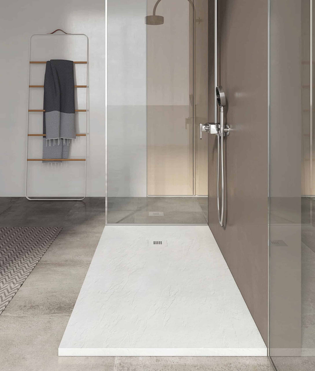 Slate Shower Tray Rectangular 1600 x 900 - White