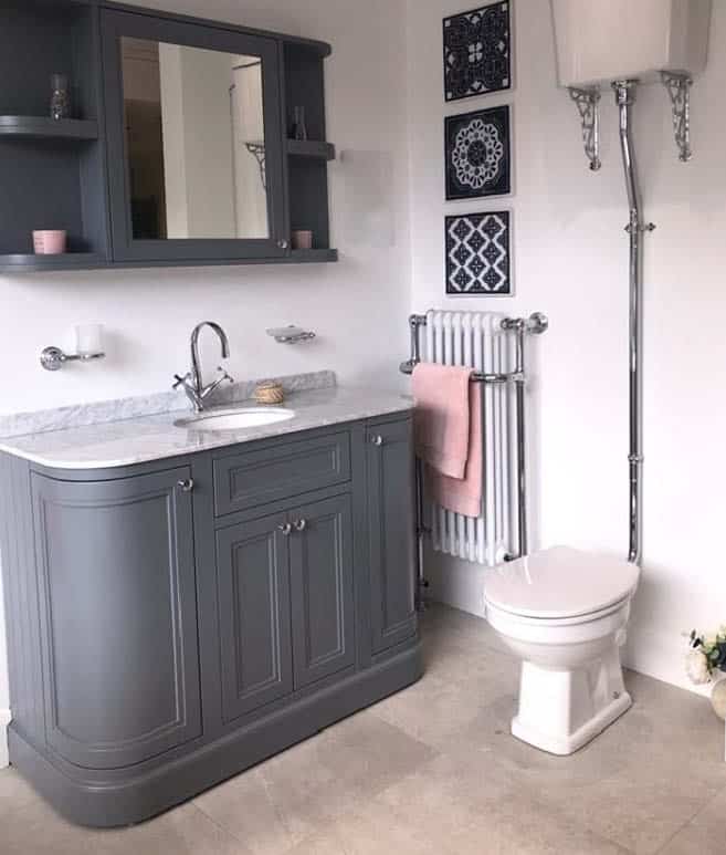 Merrion 1200mm Vanity Unit Slate Grey with Marble Worktop & Under-counter Basin