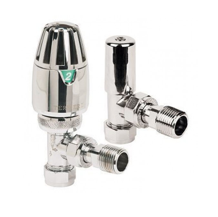 15mm Pegler Chrome Angled TRV & Lockshield Pack