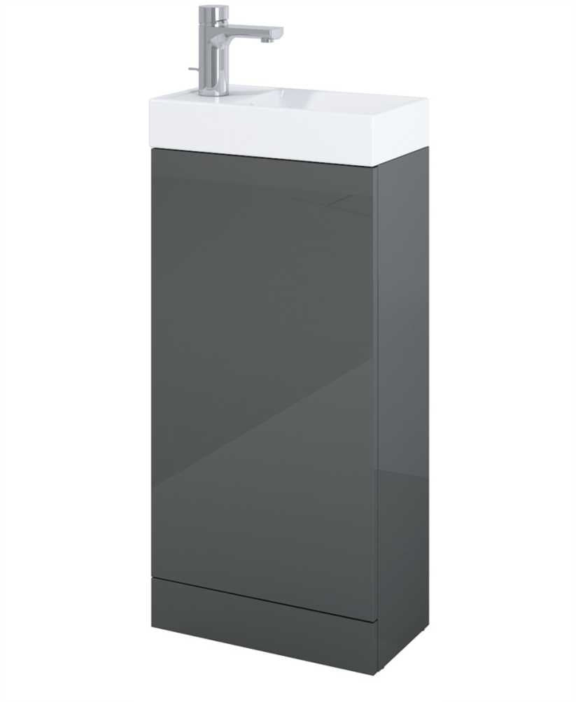 Basle Gloss Grey 40cm Vanity Unit