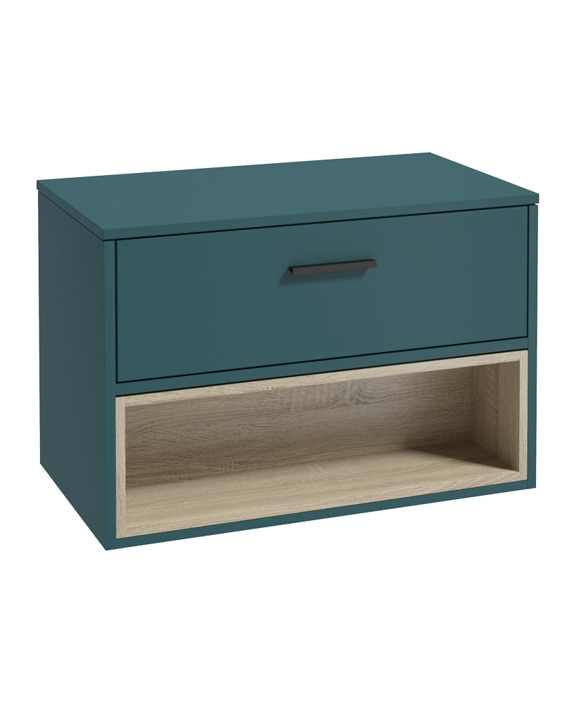 Malmo 80cm Countertop Basin Ocean Blue Matt - Matt Black handle