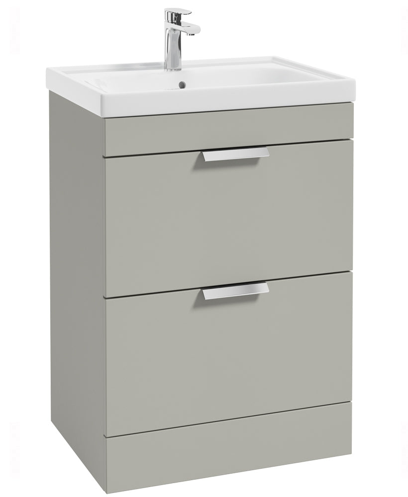 Stockholm Arctic Grey Matt 60cm 2 Drawer Floor Standing Vanity Unit ( Various Colours & Sizes )