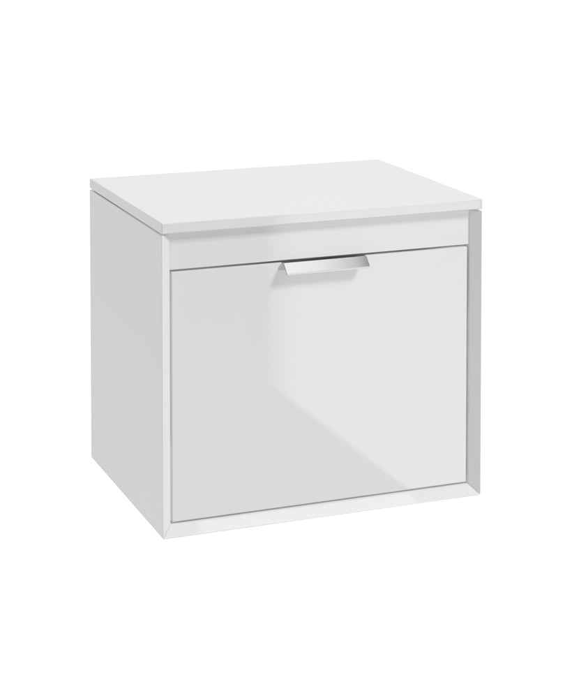 Fjord 60cm Unit with Counter Top Chrome Handle Gloss White