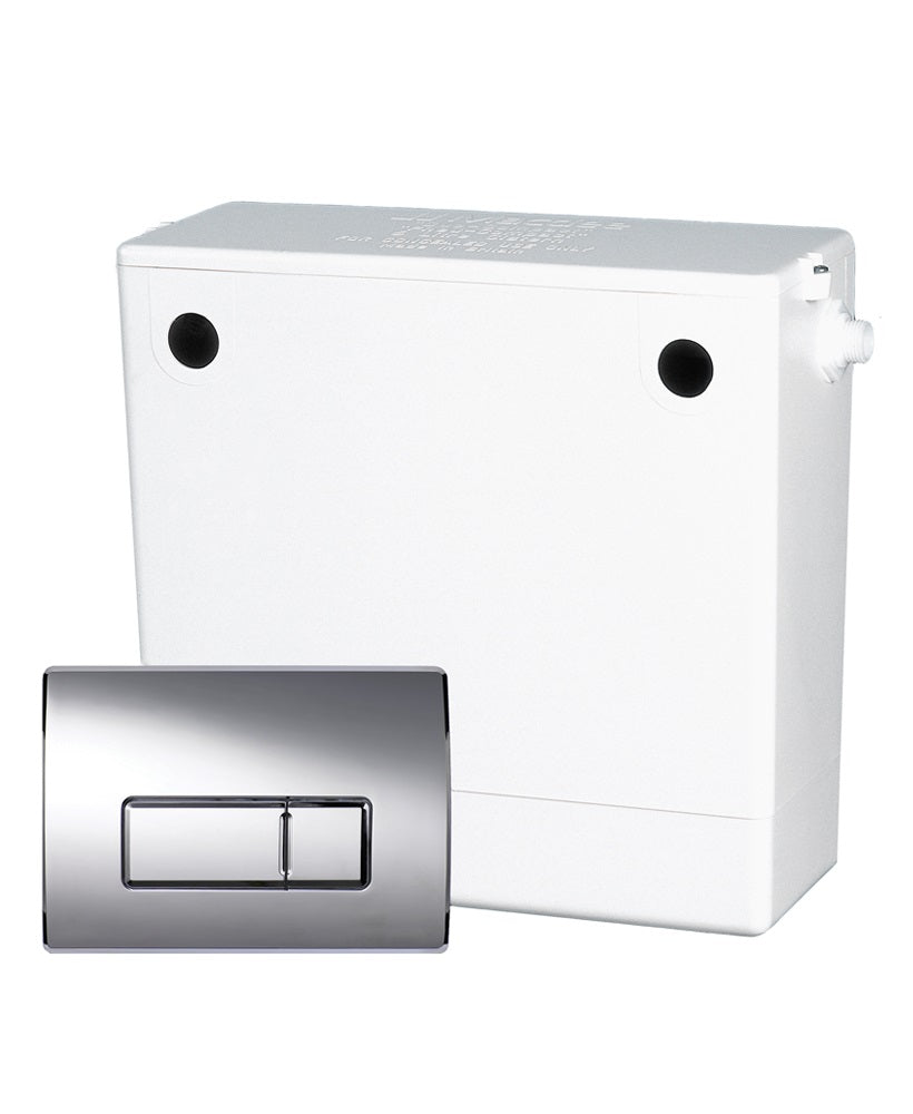 Plastic Concealed cistern cw Chrome Push Plate (For Back to Wall Pans)