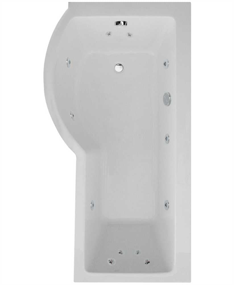 P Shape 1700x900mm LH Single Ended 12 Jet Whirlpool Bath & Panel