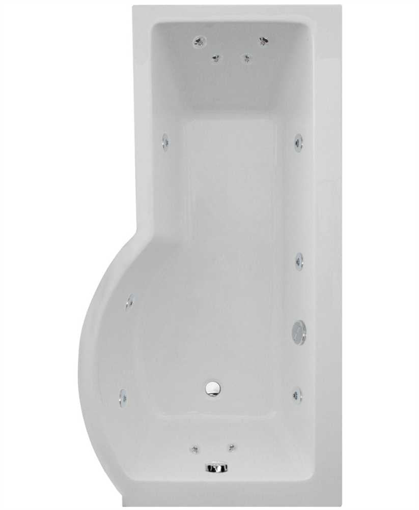 P Shape 1700x900mm RH Single Ended 12 Jet Whirlpool Bath & Panel