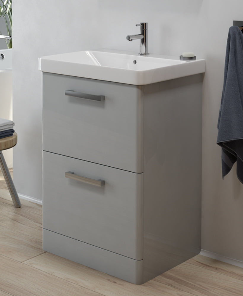 Odeon Cool Grey Gloss 2 Drawers 60cm