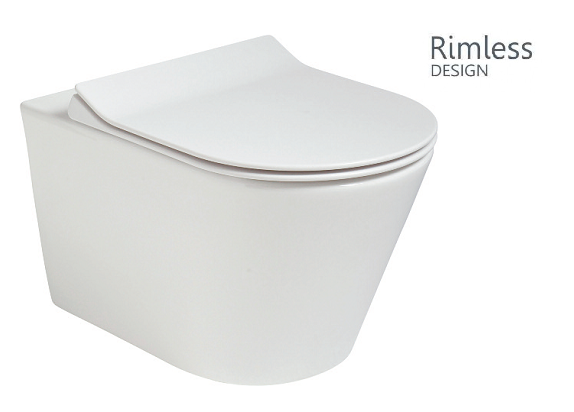 Reflections Wall Hung Rimless WC -Slim Soft Close Seat