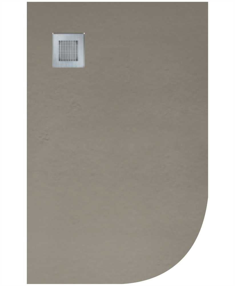 Slate Taupe 1000x800mm LH Offset Quadrant Shower Tray & Waste