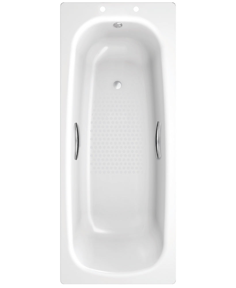 Strata 1600x700mm Single Ended Steel Bath - Grips & Anti Slip