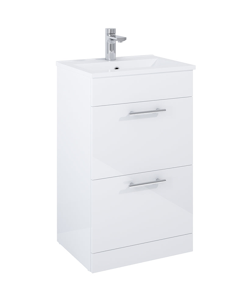 Belmont Square Two Drawer Floor Standing Unit Gloss White 50cm