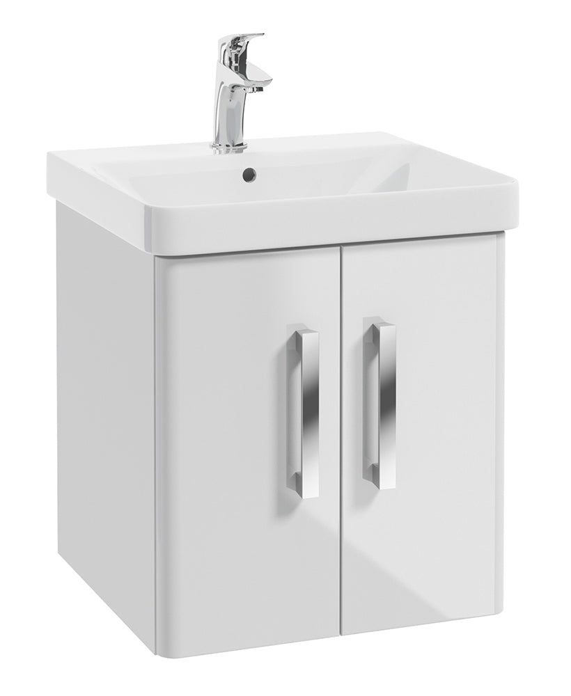 Odeon White Gloss 50cm Wall Hung 2 Door Vanity Unit