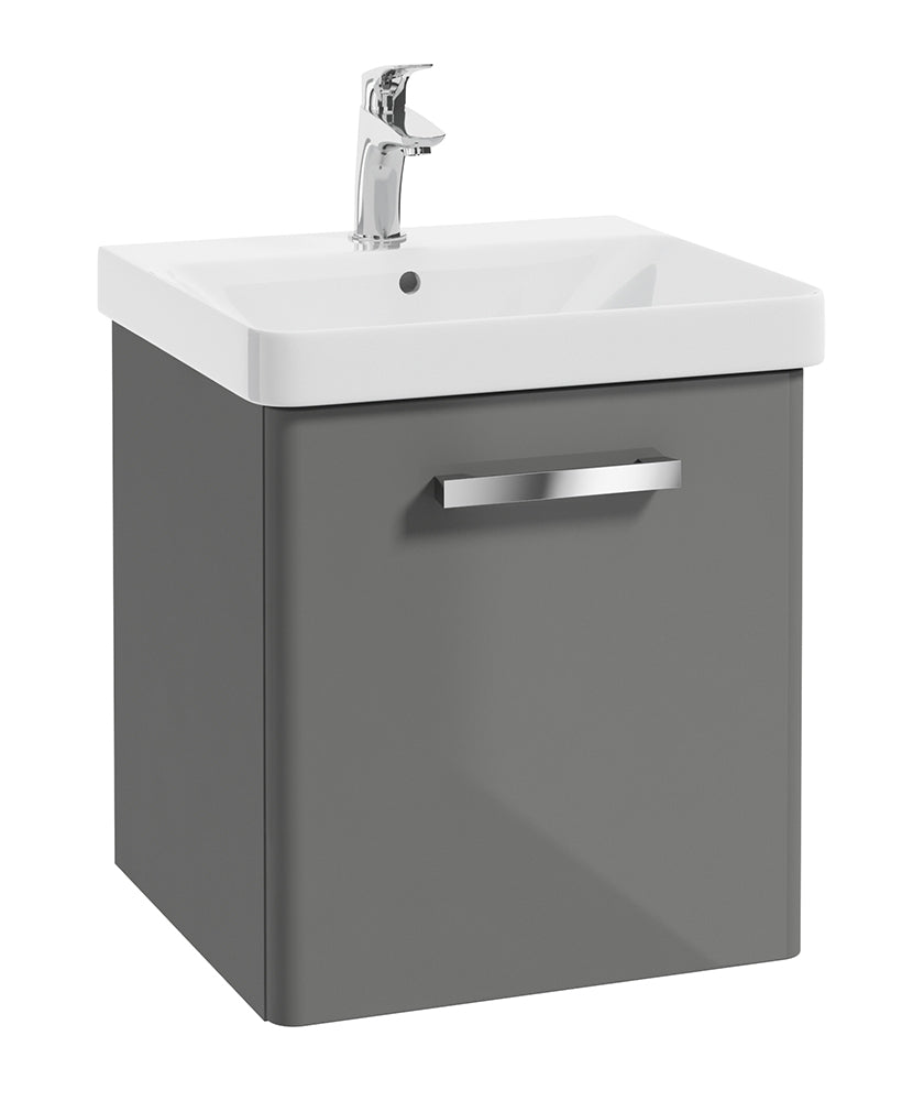 Odeon Steel Grey Gloss 50cm Wall Hung 1 Drawer Vanity Unit