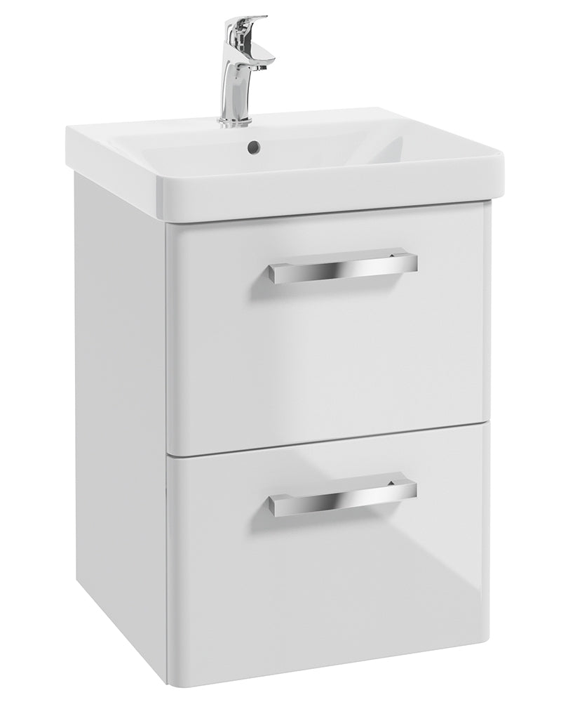 Odeon White Gloss 50cm Wall Hung 2 Drawer Vanity Unit