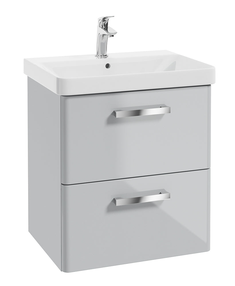 Odeon Cool Grey Gloss 60cm Wall Hung 2 Drawer Vanity Unit